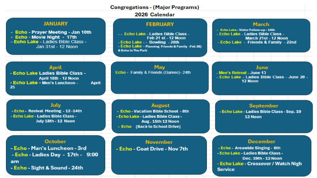 Echo Lake Church Calendar